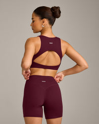 SoftMotion™ High Neck Sports Bra with Grey Logo | Cherry Lacquer Purple