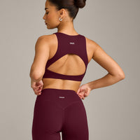 SoftMotion™ High Neck Sports Bra with Grey Logo | Cherry Lacquer Purple