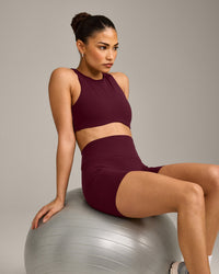 SoftMotion™ High Neck Sports Bra with Grey Logo | Cherry Lacquer Purple