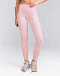 SoftMotion™ High Waisted Leggings with Grey Logo | Soft Girl Pink