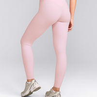 SoftMotion™ High Waisted Leggings with Grey Logo | Soft Girl Pink