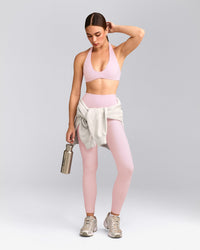SoftMotion™ High Waisted Leggings with Grey Logo | Soft Girl Pink
