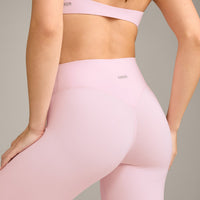 SoftMotion™ High Waisted Leggings with Grey Logo | Soft Girl Pink