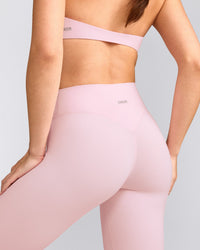 SoftMotion™ High Waisted Leggings with Grey Logo | Soft Girl Pink