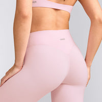 SoftMotion™ High Waisted Leggings with Grey Logo | Soft Girl Pink