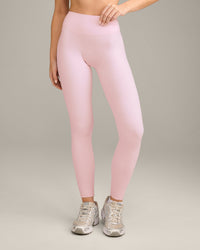 SoftMotion™ High Waisted Leggings with Grey Logo | Soft Girl Pink