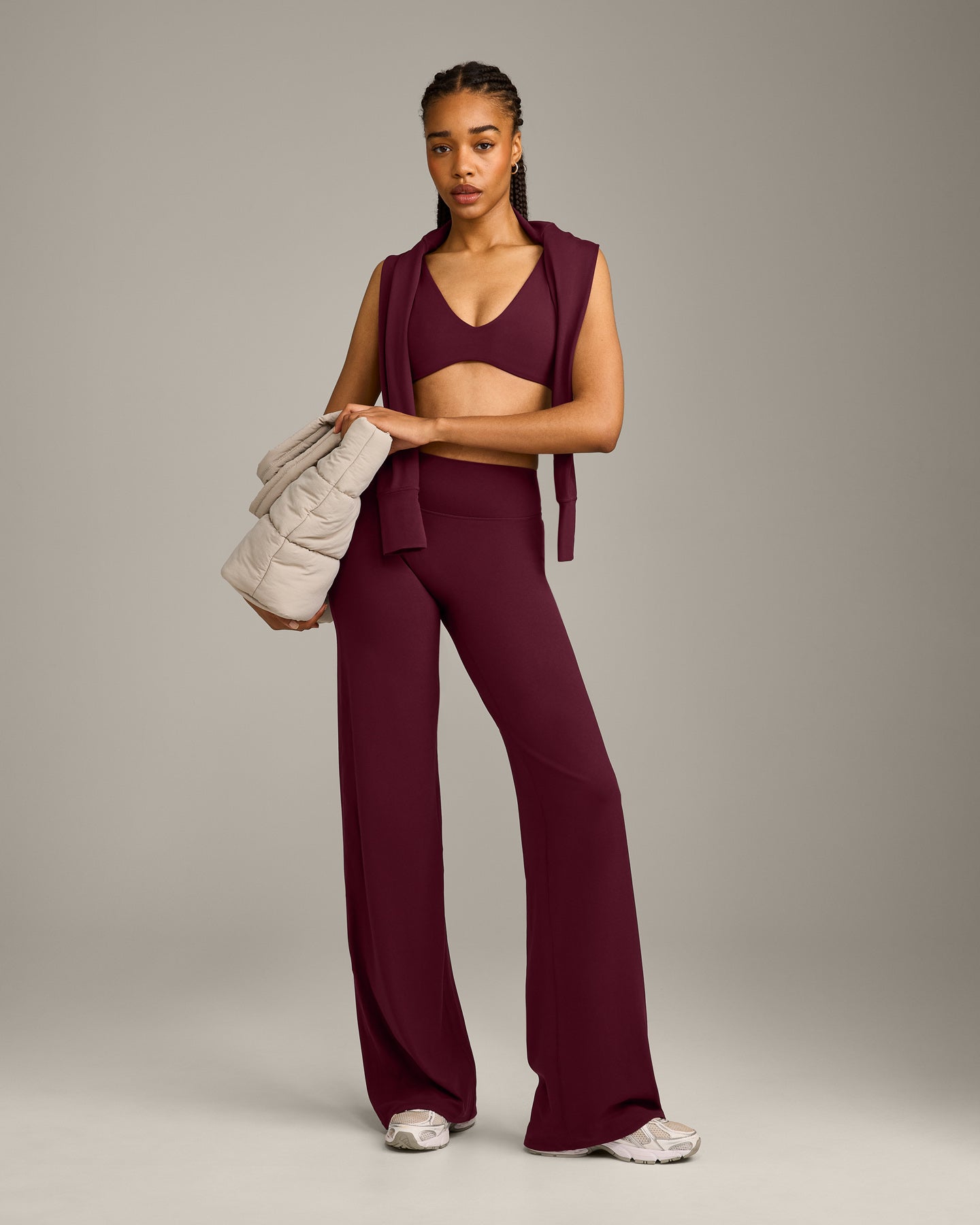 SoftMotion™ Straight Leg Bottoms with Grey Logo | Cherry Lacquer Purple