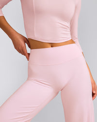 SoftMotion™ Straight Leg Bottoms with Grey Logo | Soft Girl Pink