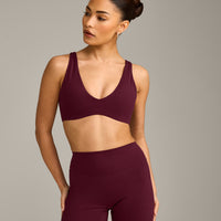 SoftMotion™ Scoop Back Bralette with Grey Logo | Cherry Lacquer Purple