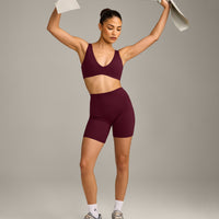 SoftMotion™ Scoop Back Bralette with Grey Logo | Cherry Lacquer Purple