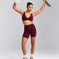 SoftMotion™ Scoop Back Bralette with Grey Logo | Cherry Lacquer Purple