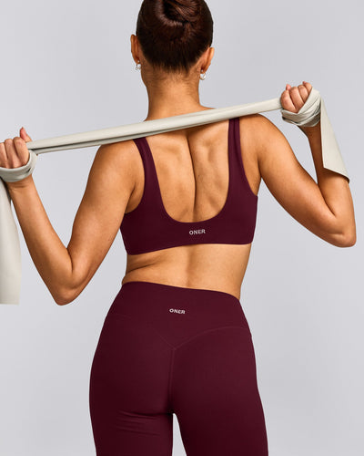 SoftMotion™ Scoop Back Bralette with Grey Logo | Cherry Lacquer Purple