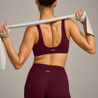 SoftMotion™ Scoop Back Bralette with Grey Logo | Cherry Lacquer Purple
