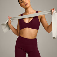 SoftMotion™ Scoop Back Bralette with Grey Logo | Cherry Lacquer Purple