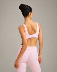 SoftMotion™ Scoop Back Bralette with Grey Logo | Soft Girl Pink
