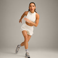 EasyLift™ Zip High Neck Sports Bra with Grey Logo | Marshmallow White