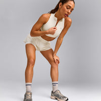 EasyLift™ Zip High Neck Sports Bra with Gray Logo | Marshmallow White