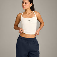 Mellow™ Rib Racer Back Mid Vest with Built in Bra Shelf | Off White