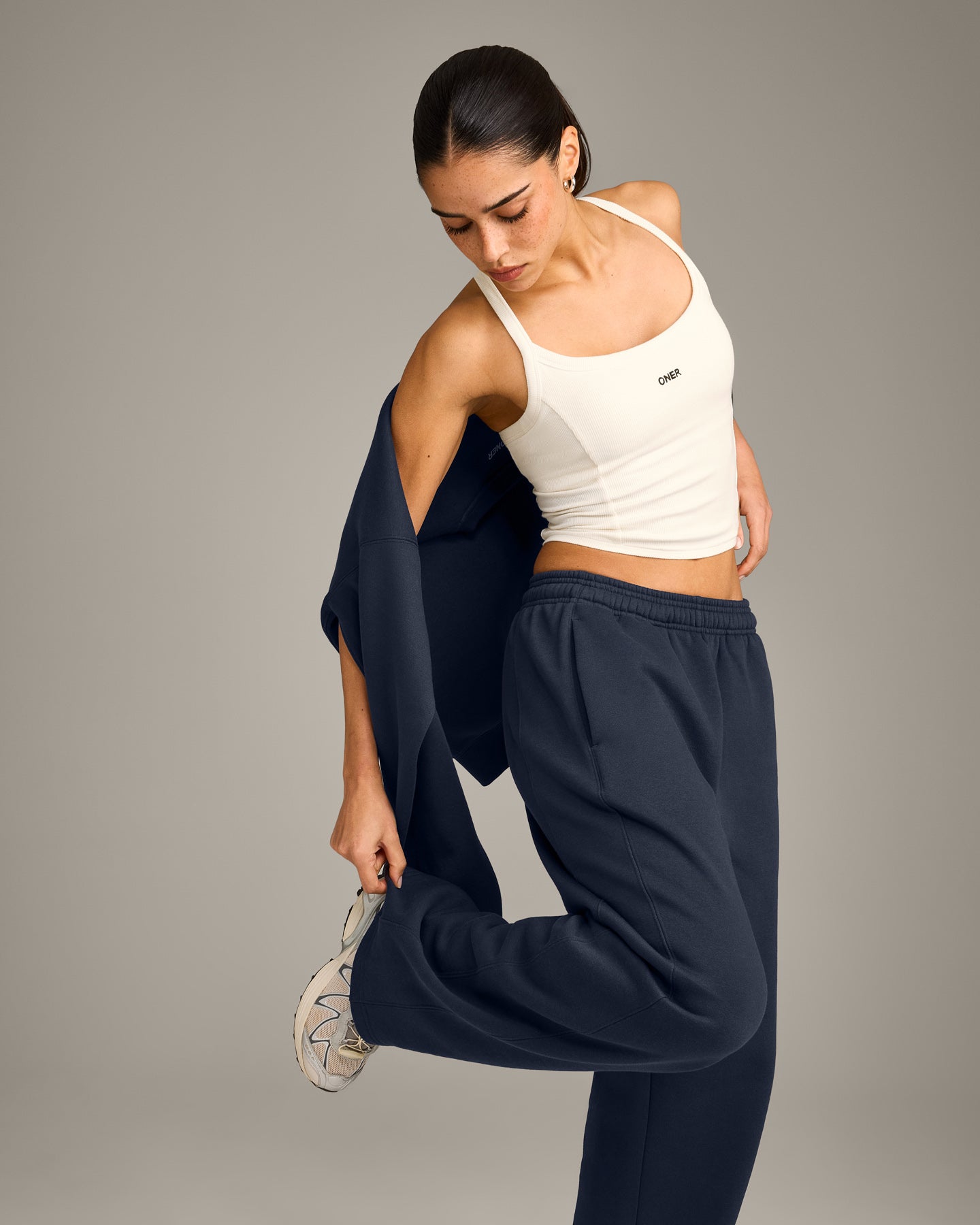 Mellow™ Rib Racer Back Mid Vest with Built in Bra Shelf | Off White