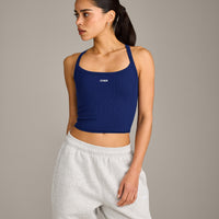 Mellow™ Rib Racer Back Mid Vest with Built in Bra Shelf | Varsity Blue