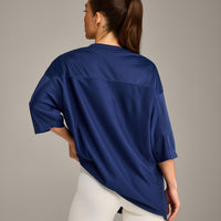 Oversized V Neck T-Shirt with Oner Graphic | Varsity Blue