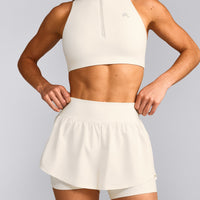 UnifiedMove™ Double Layer Shorts 5" with Reflective Logo | Marshmallow White