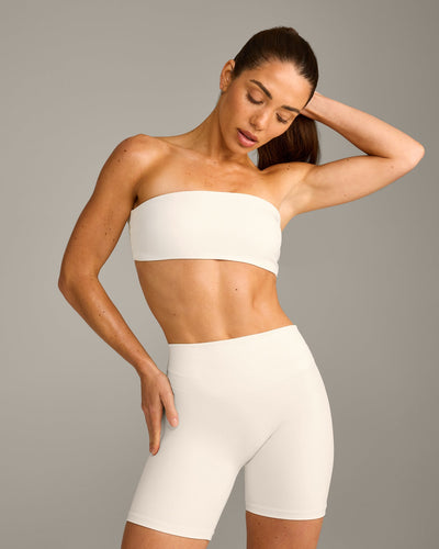 UnifiedMove Micro Bandeau Bralette with Reflective Logo | Marshmallow White