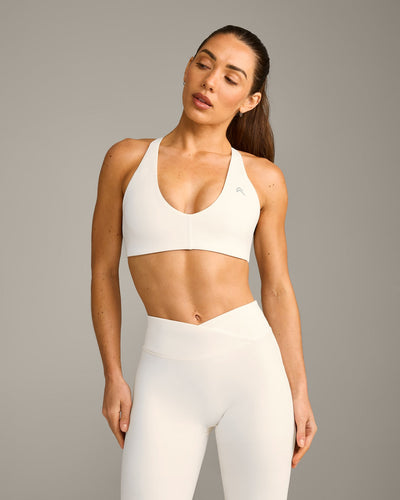 UnifiedMove Micro Bralette with Reflective Logo | Marshmallow White