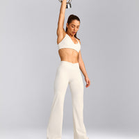 UnifiedMove™ Wrap Flared Pants with Reflective Logo | Marshmallow White