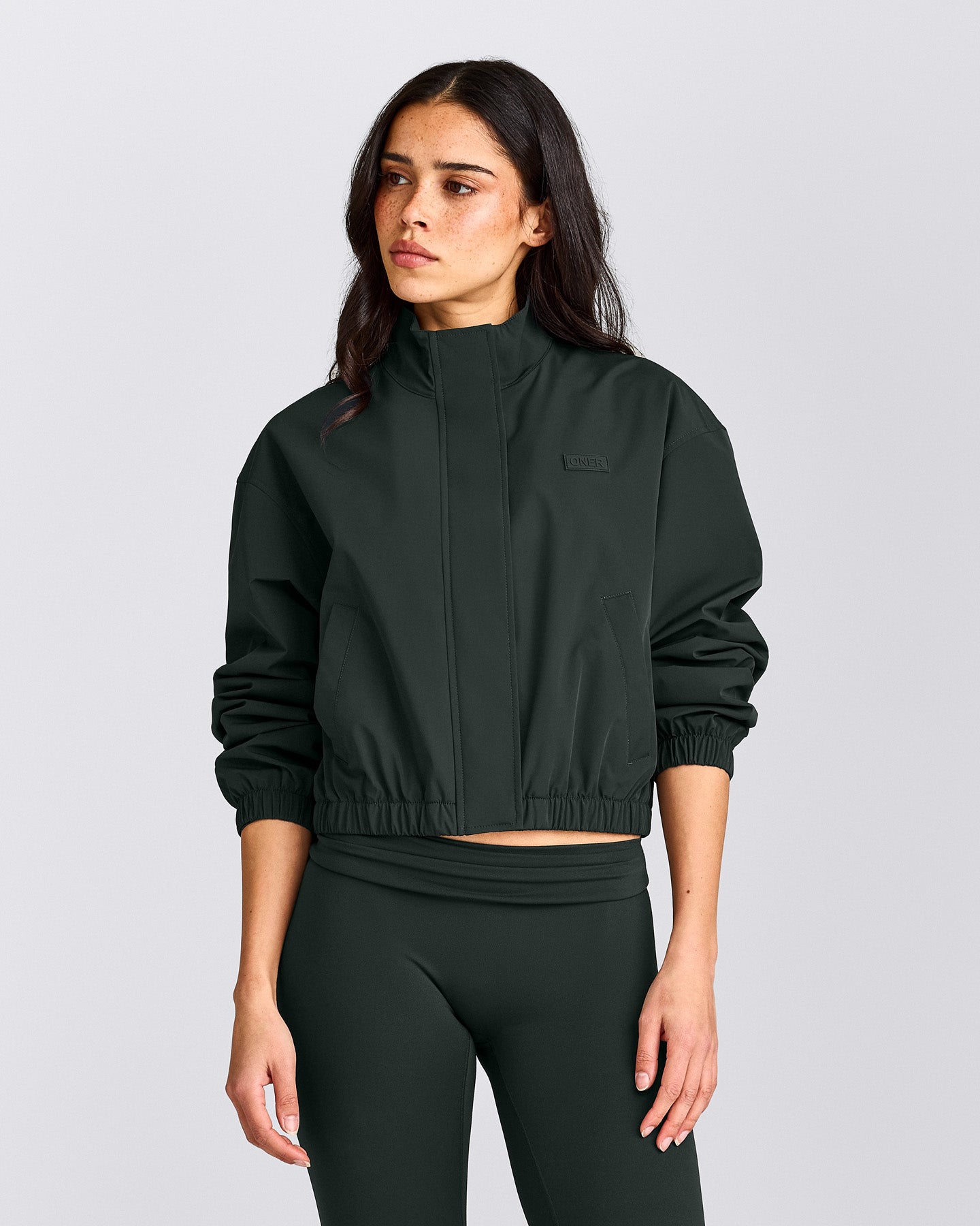 Cropped Bomber Jacket | Emerald Noir