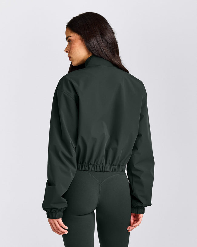 Cropped Bomber Jacket | Emerald Noir