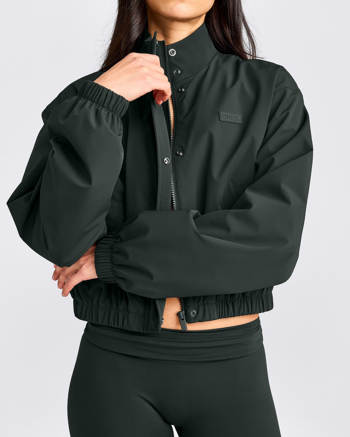 Cropped Bomber Jacket | Emerald Noir