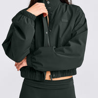 Cropped Bomber Jacket | Emerald Noir