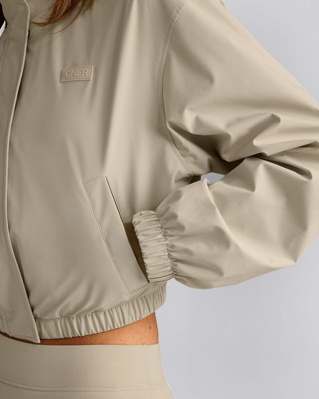 Cropped Bomber Jacket | Oatmeal