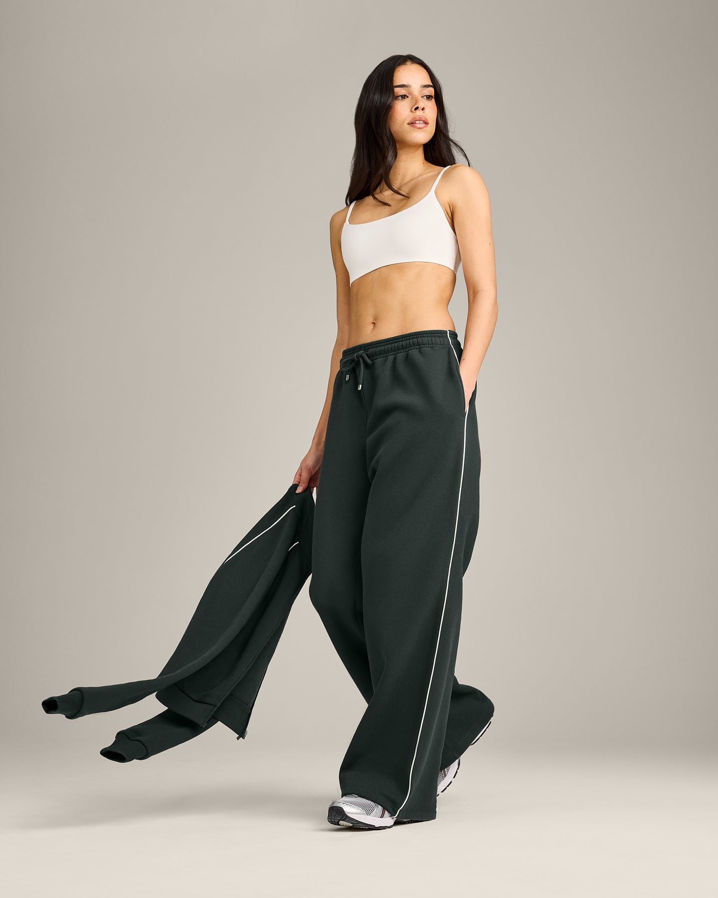Jersey Tracksuit Straight Leg Joggers | Emerald Noir
