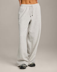 Jersey Tracksuit Straight Leg Joggers | Light Grey Marl