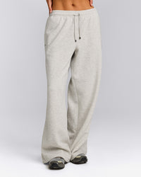 Jersey Tracksuit Straight Leg Joggers | Light Grey Marl