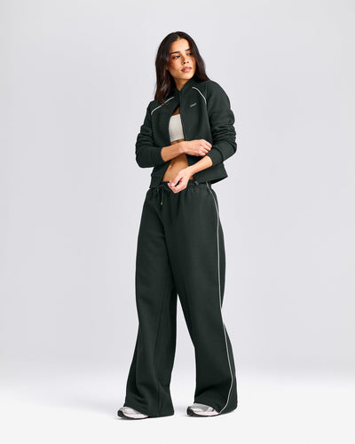 Jersey Tracksuit Zip Up Jacket | Emerald Noir