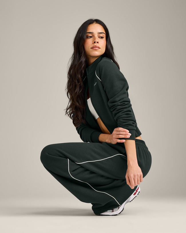 Jersey Tracksuit Zip Through Jacket | Emerald Noir