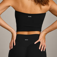 SoftMotion™ Bandeau Mid Vest with Built in Bra Shelf with Grey Logo | Black