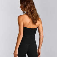 SoftMotion™ Bandeau Vest with Built in Bra Shelf with Grey Logo | Black