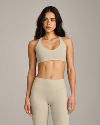 SoftMotion™ Bralette with Grey Logo | Oatmeal