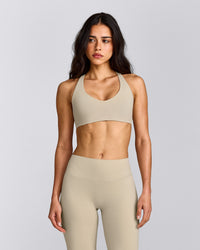 SoftMotion™ Bralette with Grey Logo | Oatmeal