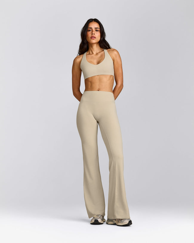 SoftMotion™ Bralette with Grey Logo | Oatmeal