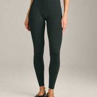 SoftMotion™ High Waisted Leggings with Grey Logo | Emerald Noir