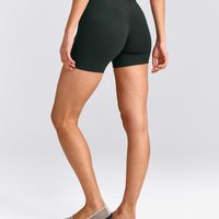 SoftMotion™ High Waisted Shorts 6" with Gray Logo | Emerald Noir