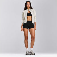 SoftMotion™ Mid Rise Micro Shorts 4" with Grey Logo | Black
