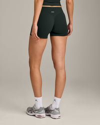 SoftMotion™ Mid Rise Shorts 4" with Grey Logo | Emerald Noir