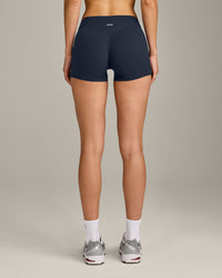 SoftMotion™ Mid Rise Shorts 4" with Grey Logo | True Blue