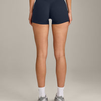 SoftMotion™ Mid Rise Shorts 4" with Grey Logo | True Blue